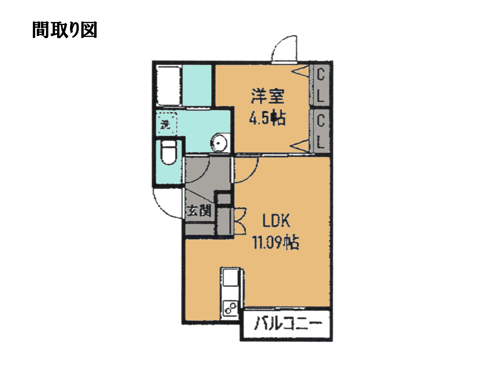 1階につき4部屋、エントランスを挟んで間取りが左右対称になります。